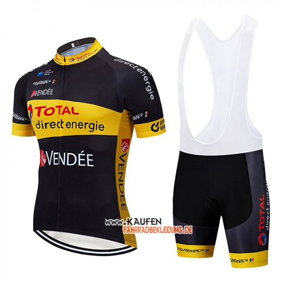 Direct Energie Kurzarmtrikot 2019 und Kurze Tragerhose Shwarz Gelb